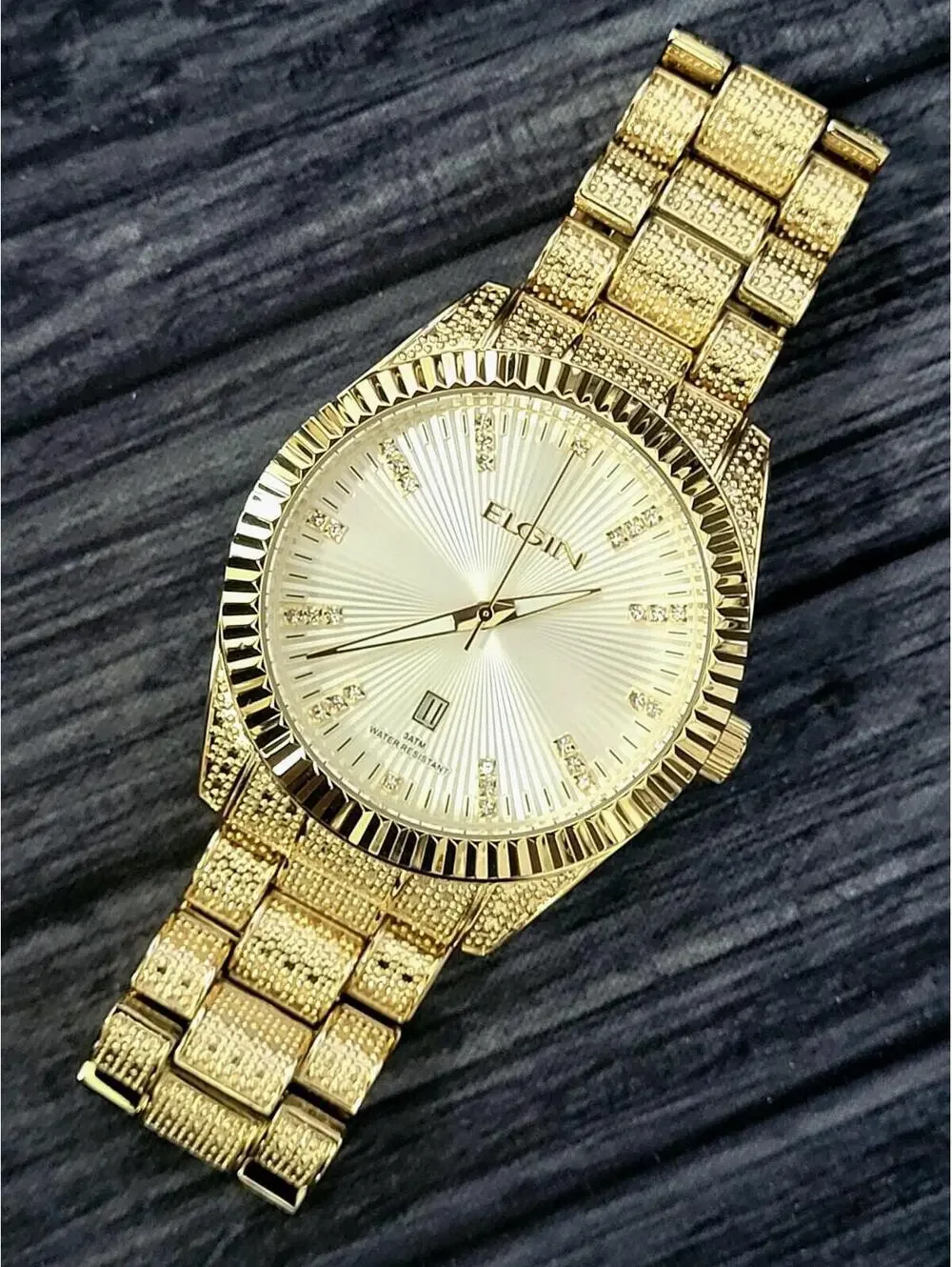 Elgin Diamond Nugget‎ Mens Fluted Watch Authorized Dealer